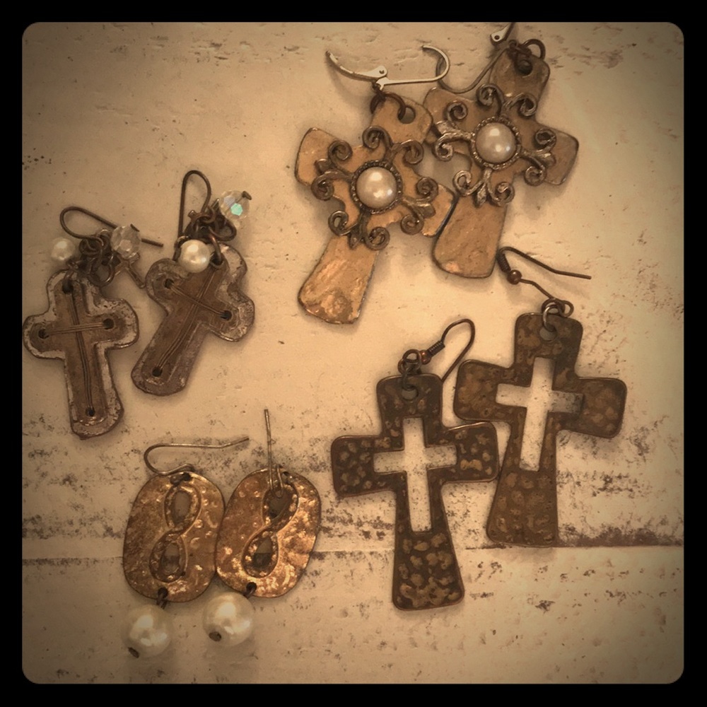 Boutique cross and infinity earrings set of 4